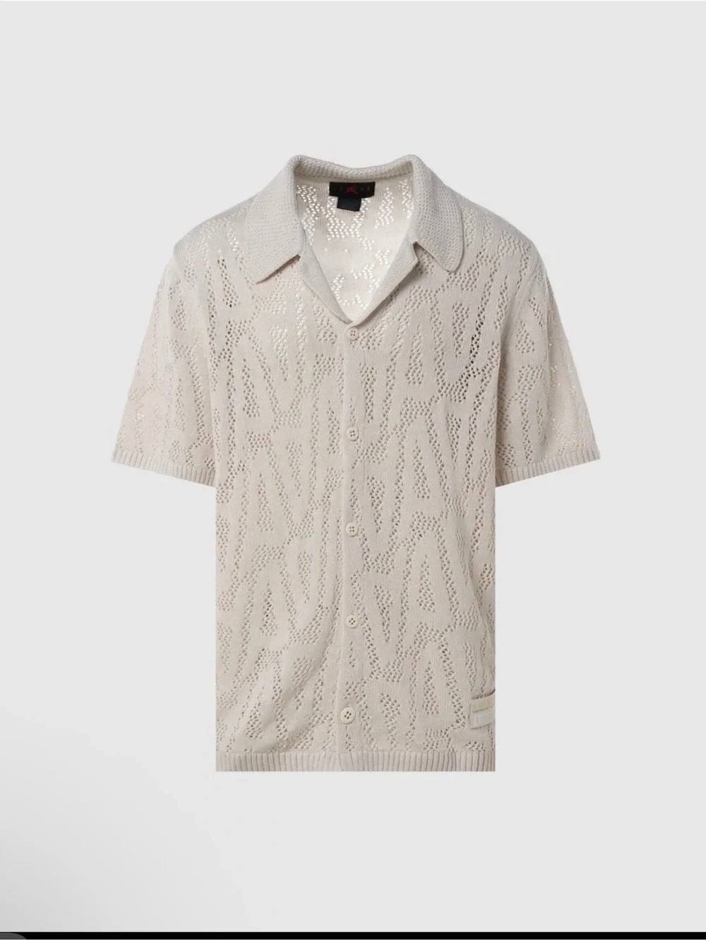 Nike Jordan A Ma Maniere Men's Cream Open-Knit Button-Up Shooting Shirt size XS